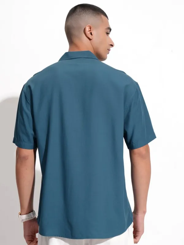 Ketch Men Teal Solid Relaxed Fit Casual Shirt