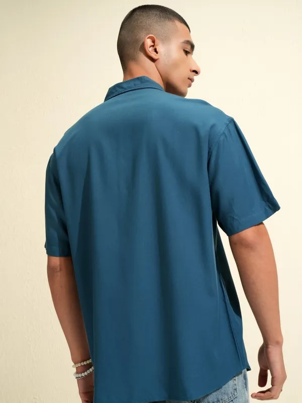 Ketch Men Teal Solid Relaxed Fit Casual Shirt