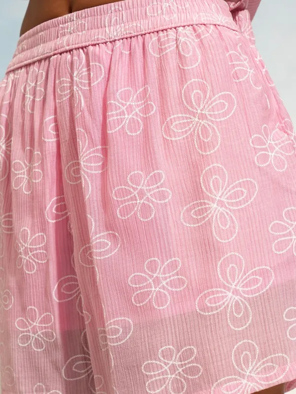 Tokyo Talkies Women Pink Shirt With Shorts Co-Ords