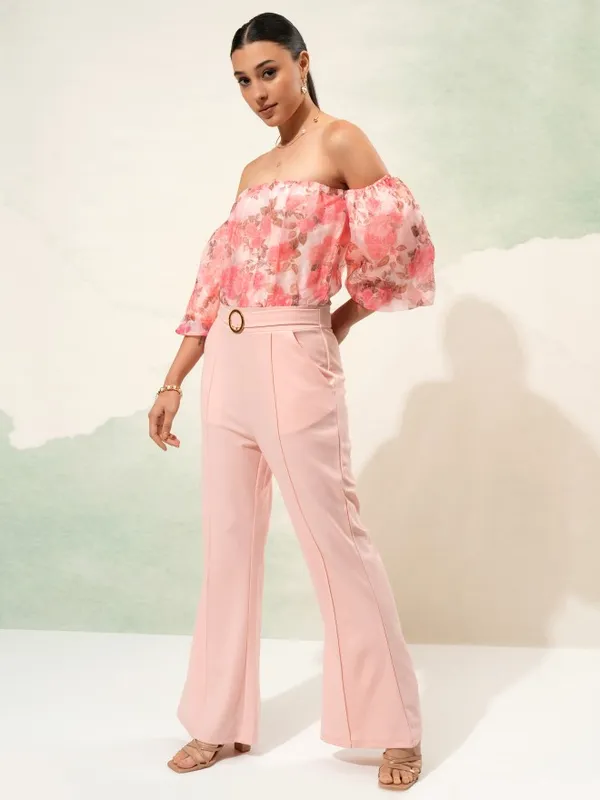 Tokyo Talkies Women Peach Printed Jumpsuit