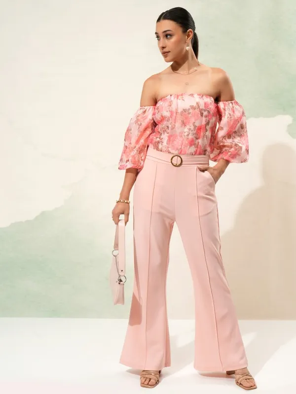 Tokyo Talkies Women Peach Printed Jumpsuit