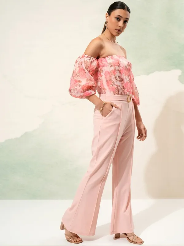 Tokyo Talkies Women Peach Printed Jumpsuit
