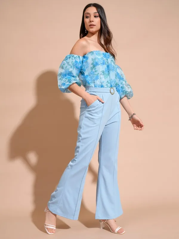 Tokyo Talkies Women Blue Printed Jumpsuit