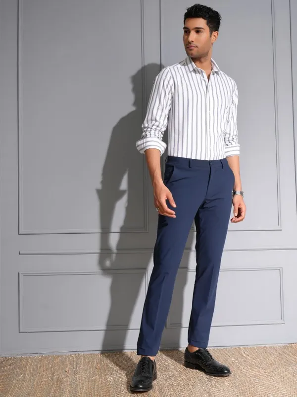 Locomotive Men Premium White Dobby Textured Occasion Shirt