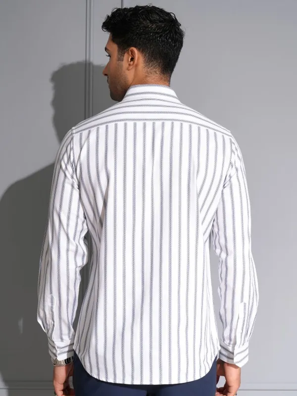 Locomotive Men Premium White Dobby Textured Occasion Shirt
