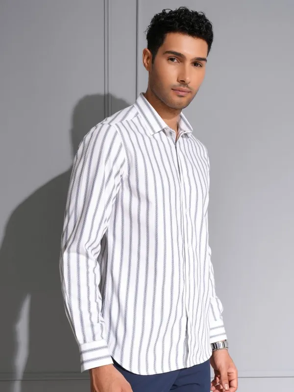 Locomotive Men Premium White Dobby Textured Occasion Shirt