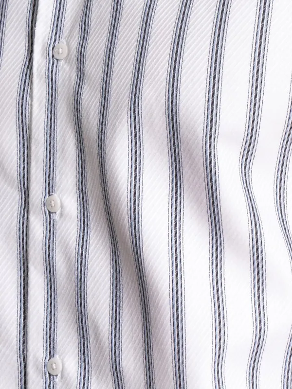 Locomotive Men Premium White Dobby Textured Occasion Shirt
