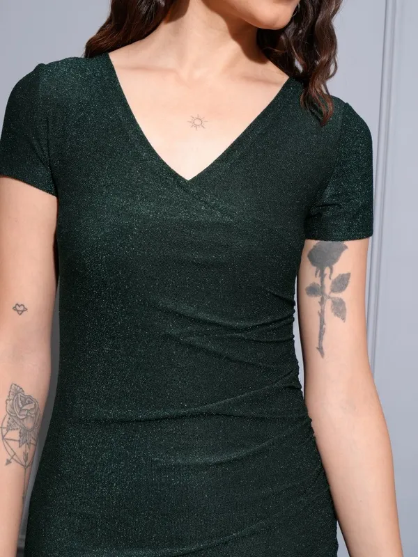 Tokyo Talkies Women Green Solid Bodycon Dress