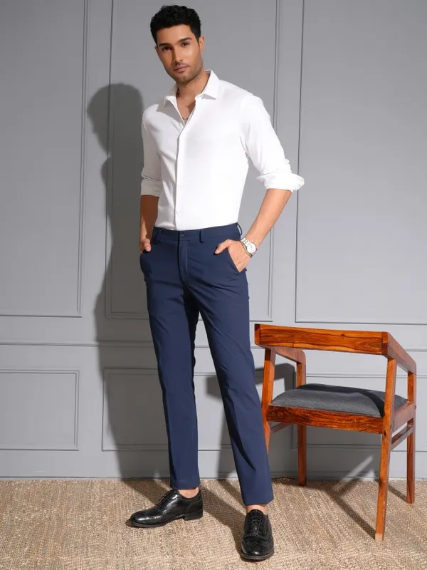 Locomotive Men Premium White Dobby Textured Occasion Shirt