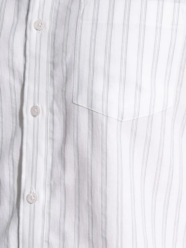 Locomotive Men Premium White Dobby Textured Striped Multi Occasion Shirt
