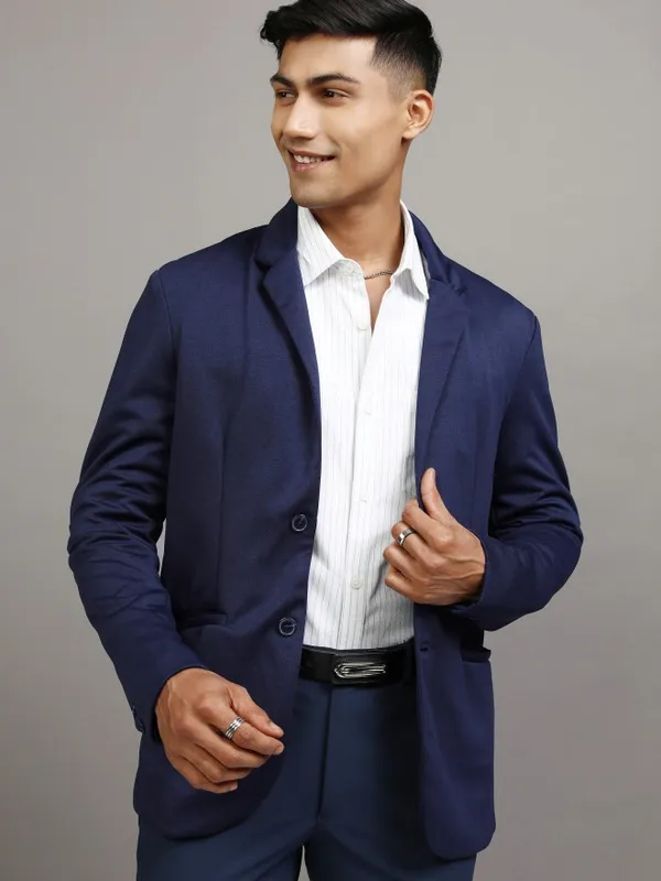 Locomotive Men White Striped Slim Fit Casual Shirt