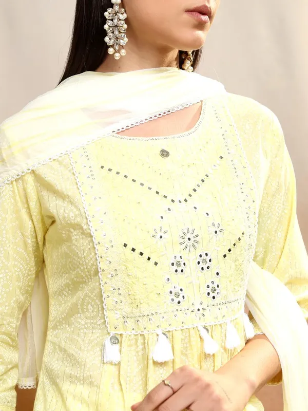 Vishudh Women Green Embroidered Kurta With Trousers And Dupatta