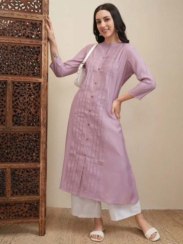 Vishudh Women Purple Embroidered Straight Dress