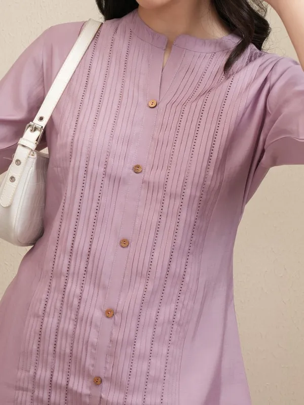 Vishudh Women Purple Embroidered Straight Dress