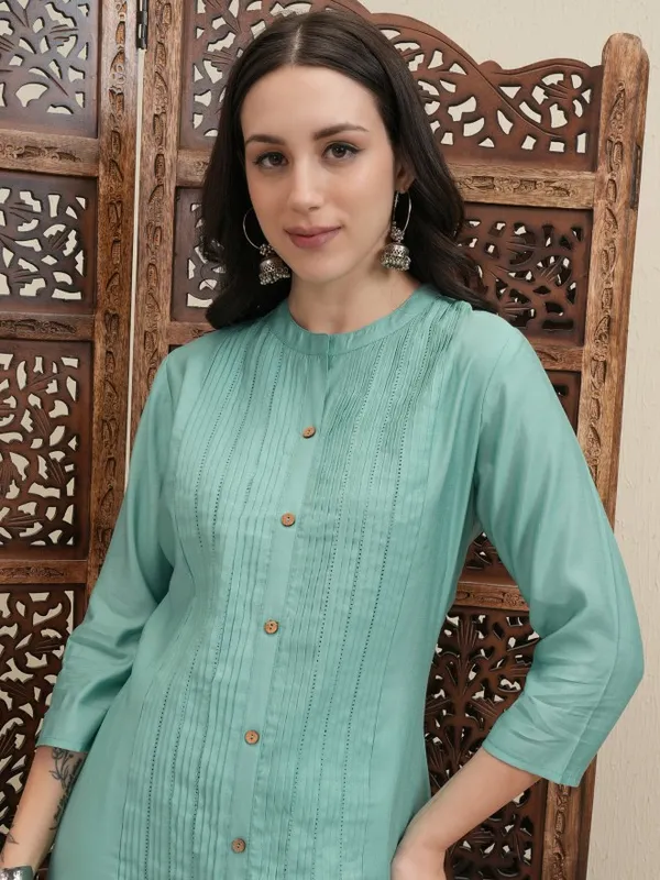 Vishudh Women Sage Striped A-Line Dress