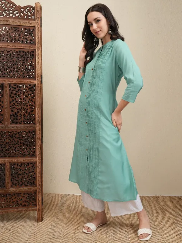 Vishudh Women Sage Striped A-Line Dress