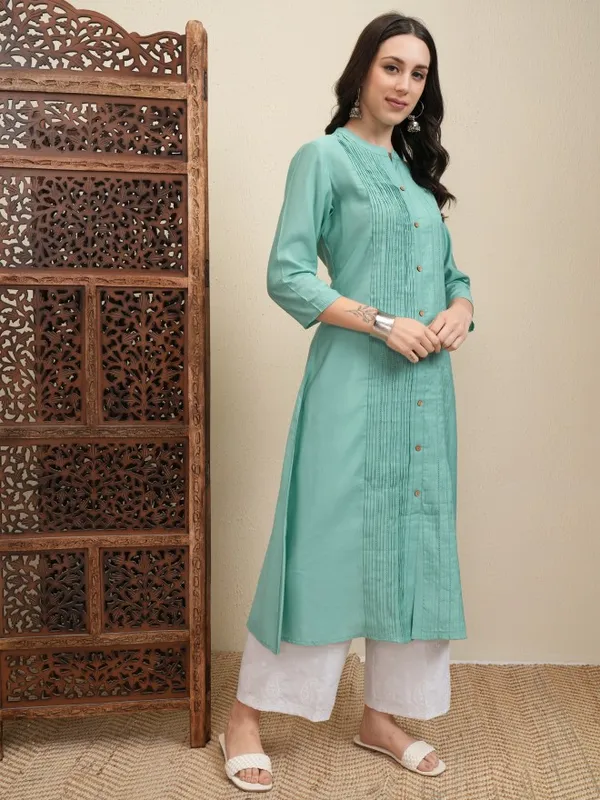 Vishudh Women Sage Striped A-Line Dress