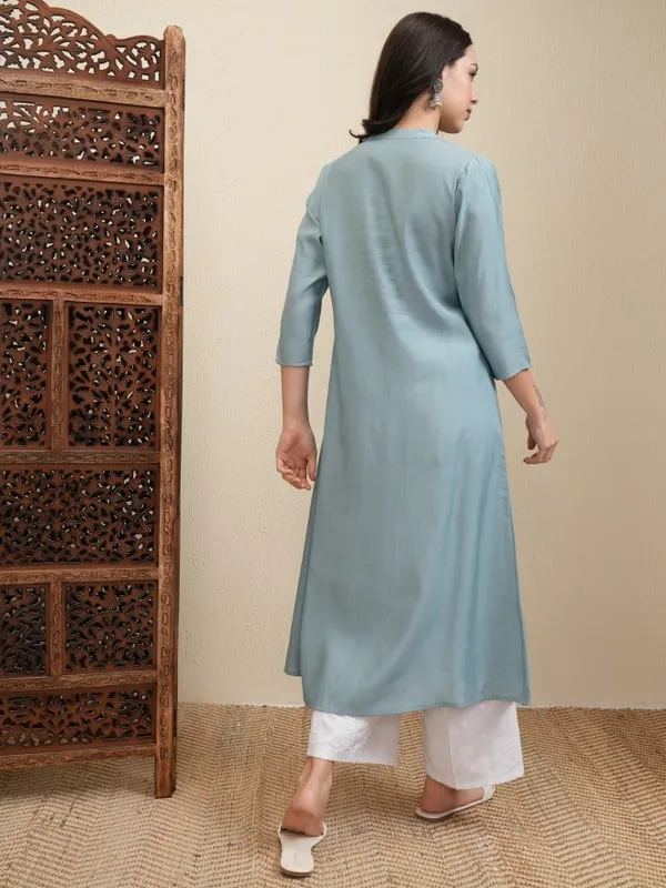Vishudh Women Blue Striped A-Line Dress