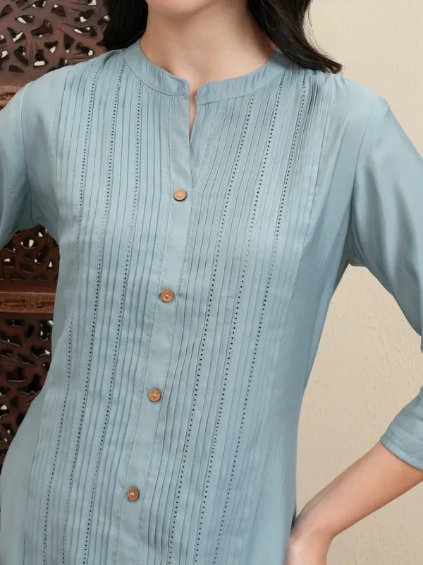 Vishudh Women Blue Striped A-Line Dress