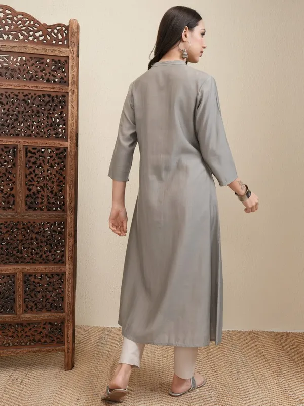 Vishudh Women Grey Striped A-Line Dress