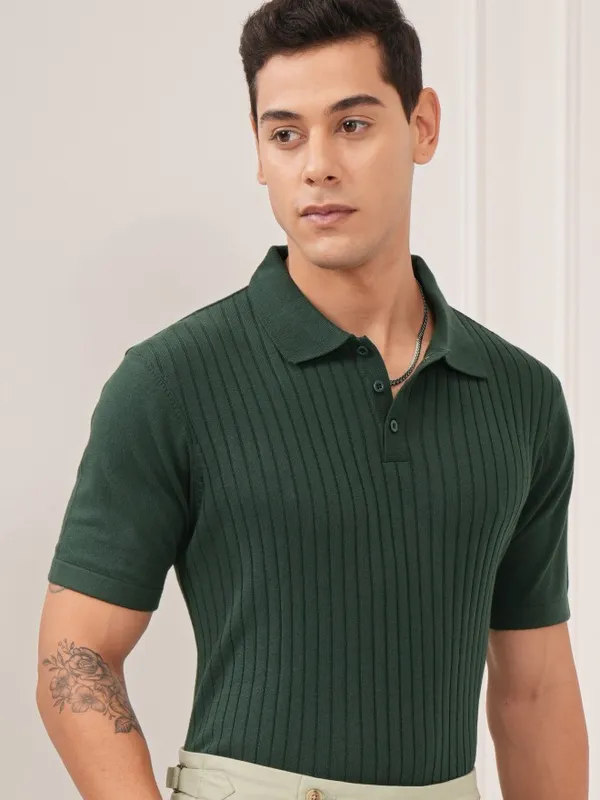 Self Design Polo Collar T-Shirt