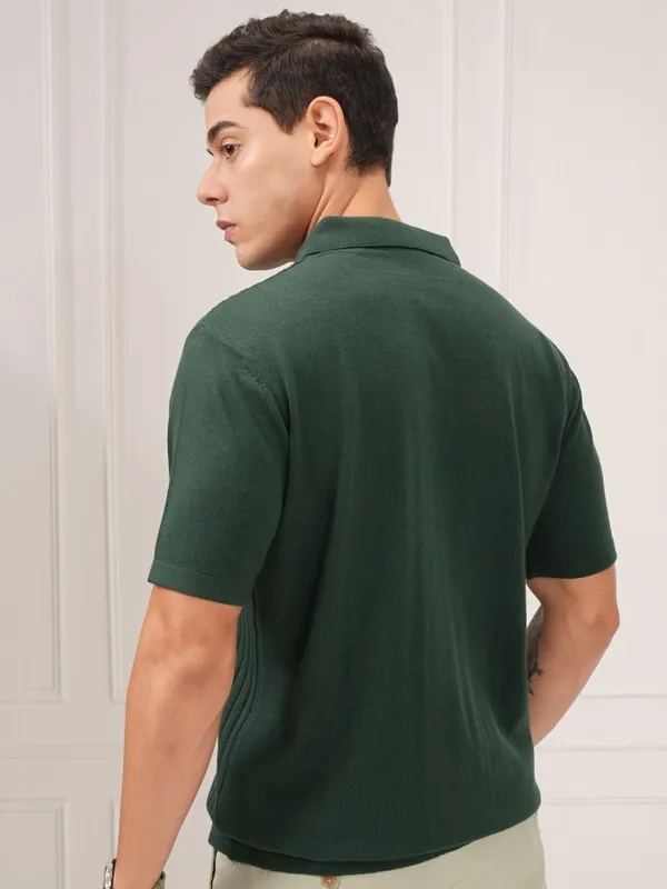 Self Design Polo Collar T-Shirt