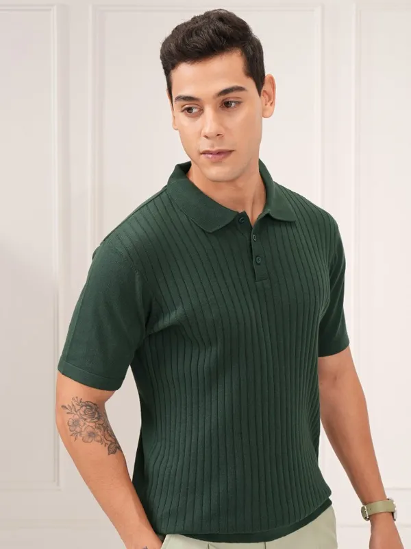 Self Design Polo Collar T-Shirt