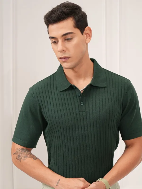 Self Design Polo Collar T-Shirt