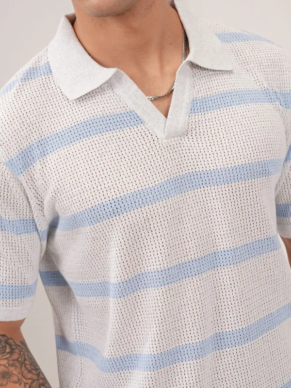 Self Design Polo Collar T-Shirt