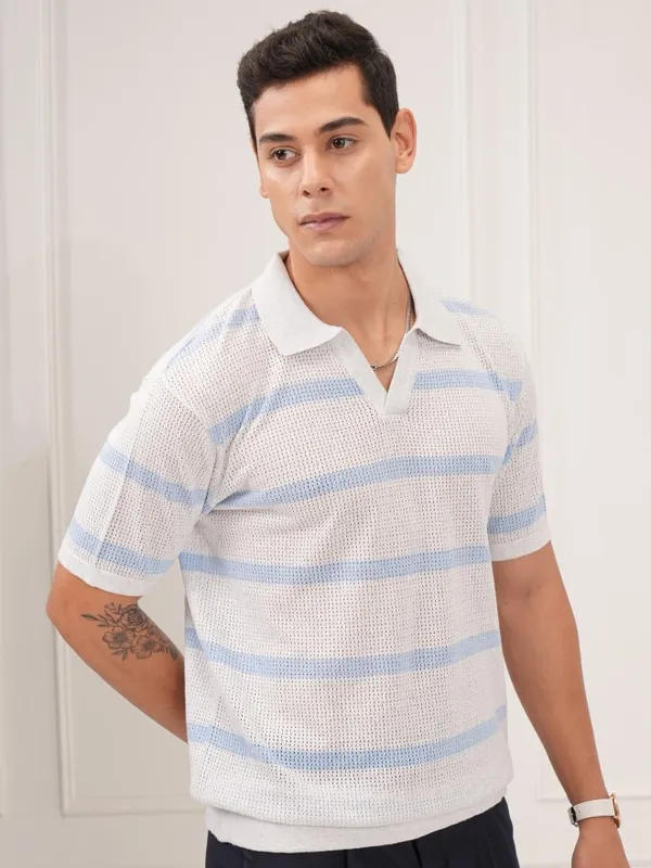 Self Design Polo Collar T-Shirt