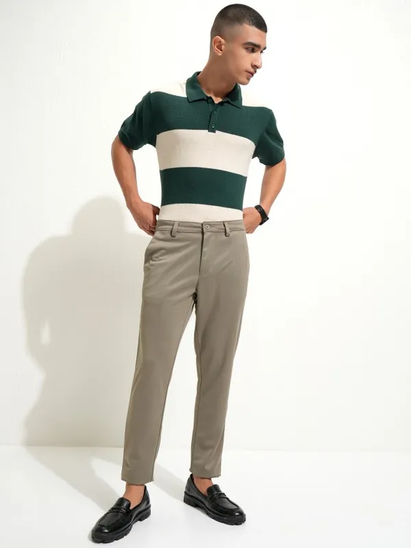 Highlander Men Green Colourblocked Polo Collar T-Shirt