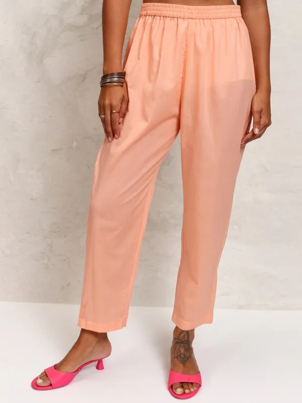 Vishudh Women Orange Printed Kurta With Trouser And Dupatta