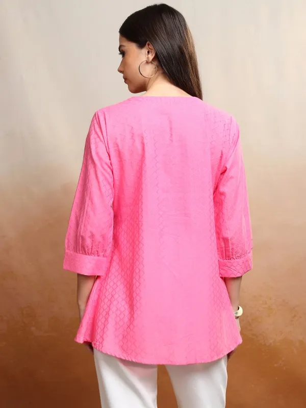 Vishudh Women Pink Self Design Top