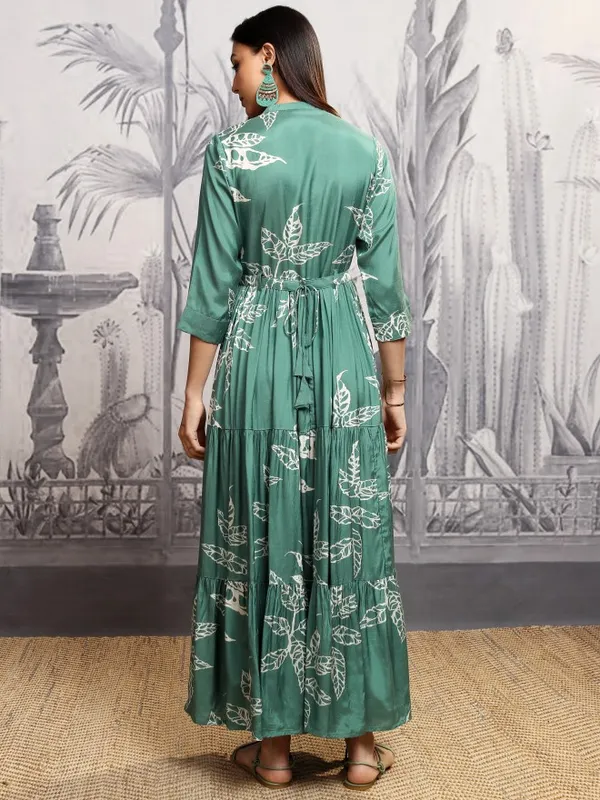 Vishudh Women Green Printed Maxi Dress