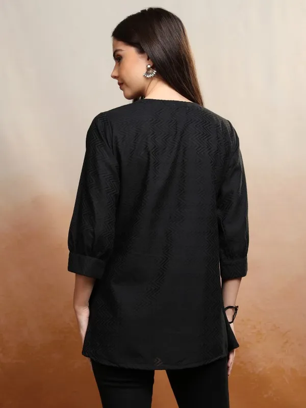 Vishudh Women Black Self Design Top