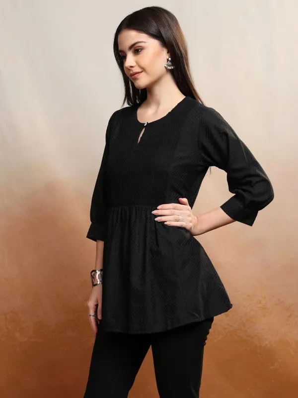 Vishudh Women Black Self Design Top