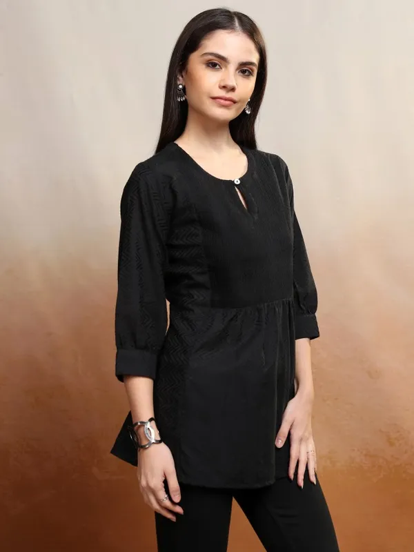 Vishudh Women Black Self Design Top