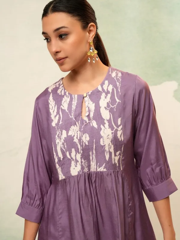 Vishudh Women Purple Self Design Top