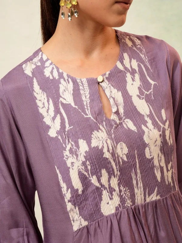 Vishudh Women Purple Self Design Top