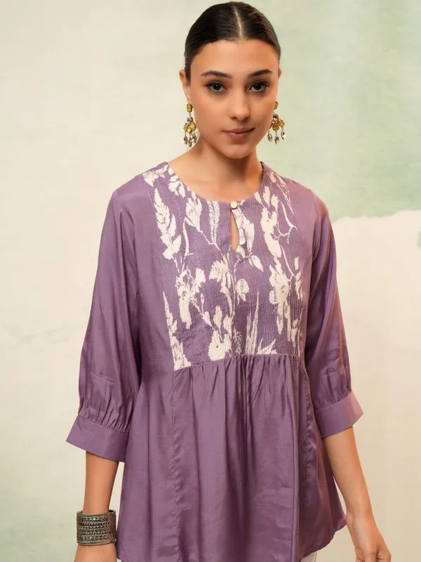 Vishudh Women Purple Self Design Top