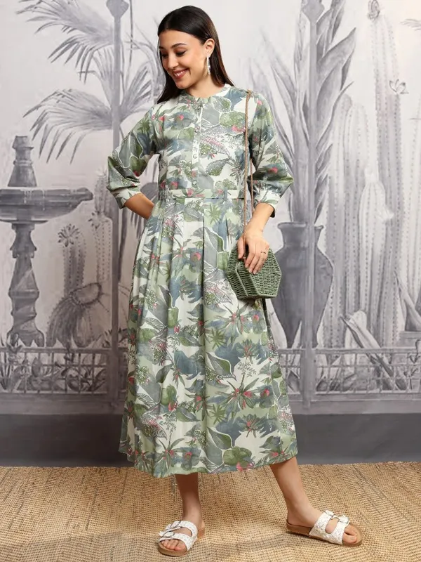 Vishudh Women Green Printed Shirt Dress