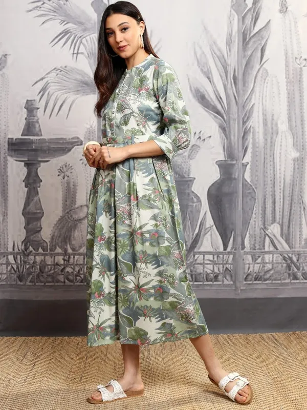 Vishudh Women Green Printed Shirt Dress