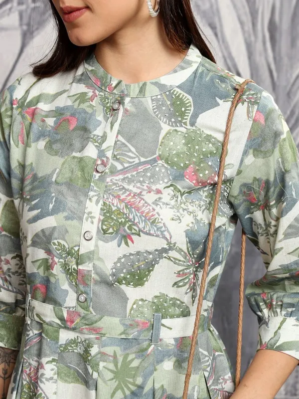 Vishudh Women Green Printed Shirt Dress