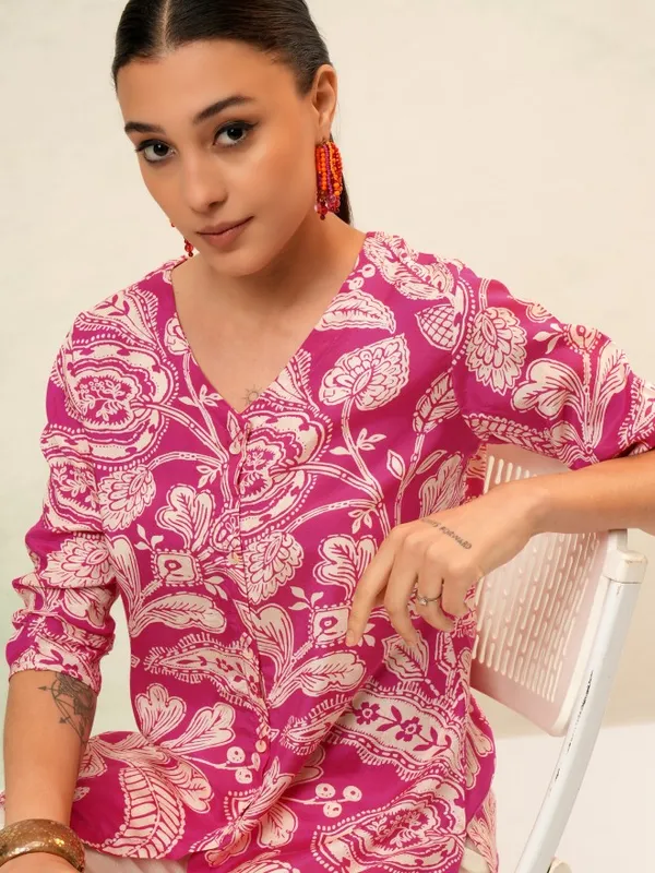 Vishudh Women Pink Printed Top