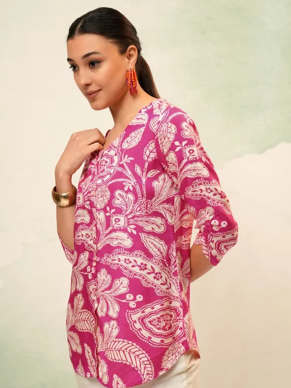 Vishudh Women Pink Printed Top