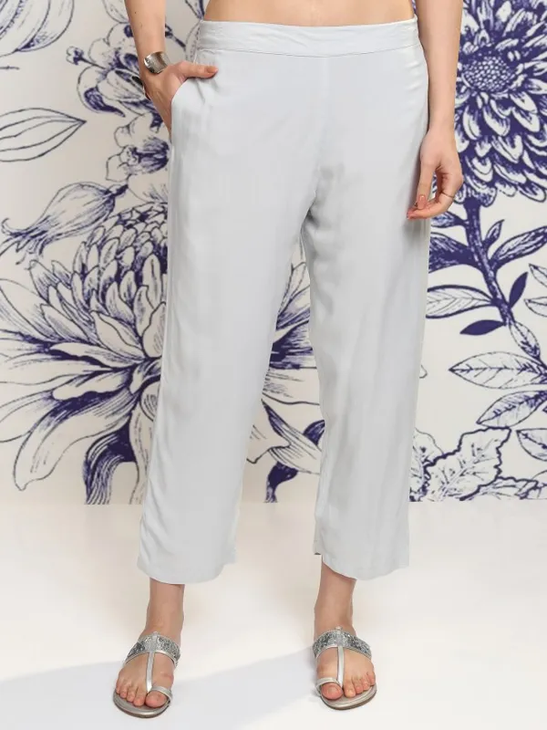 Vishudh Women White Tunic With Trousers Co-Ords