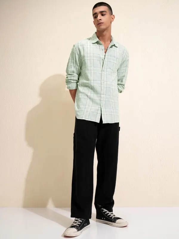 Highlander Men Blue Checked Relaxed Fit Casual Shirt
