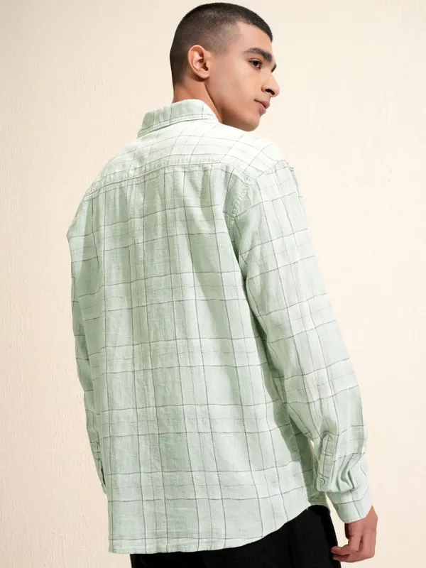 Highlander Men Blue Checked Relaxed Fit Casual Shirt