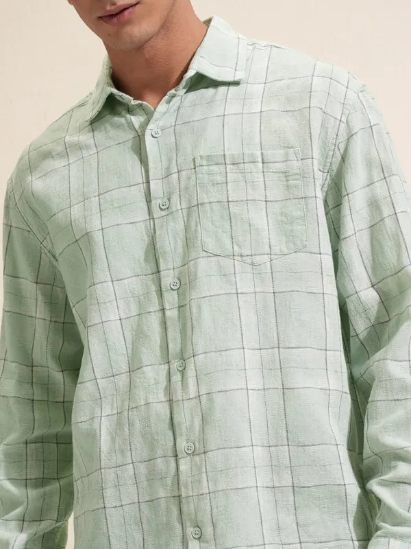 Highlander Men Blue Checked Relaxed Fit Casual Shirt