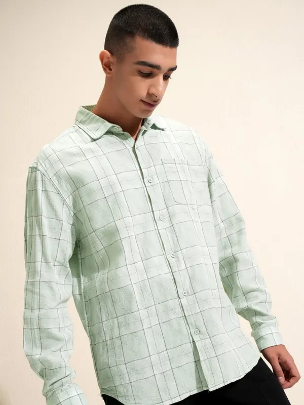 Highlander Men Blue Checked Relaxed Fit Casual Shirt